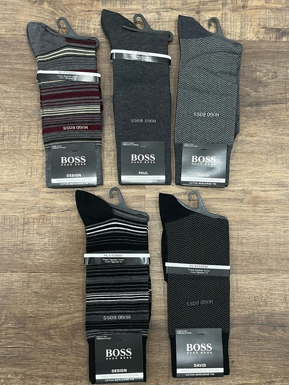 Hugo Boss Men's Designer Socks 5 Pairs US 7-13 Finest Cotton Italy David Paul